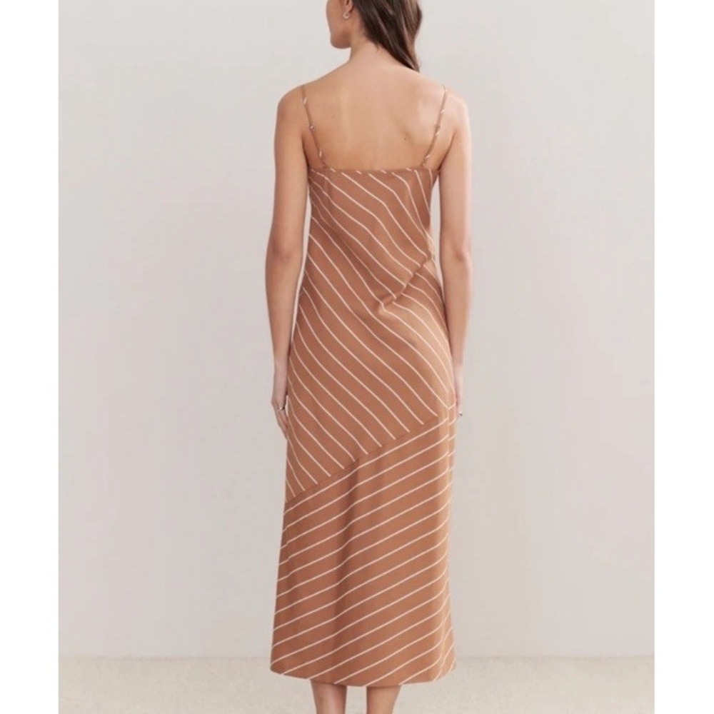 Jenni Kayne Slip Dress Camel Striped Long Small Classic Timeless Feminine - Picture 4 of 11